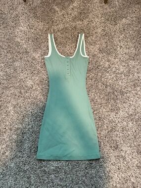 NWOT ASOS Green Ribbed Tank Mini Dress with White Trim